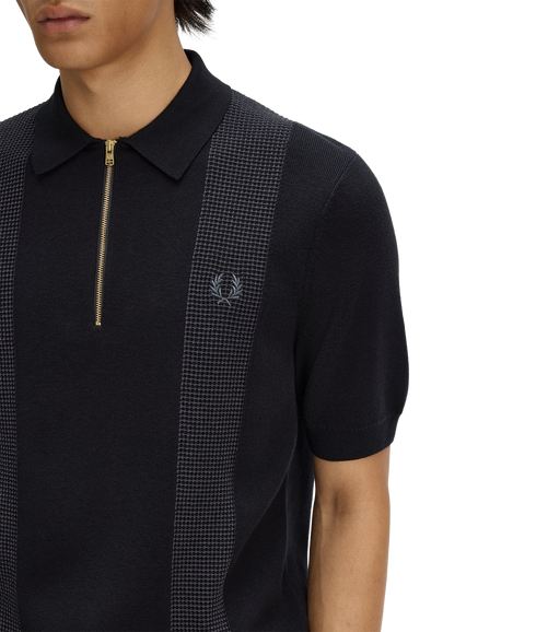 Panel Detail Knitted Shirt - Black