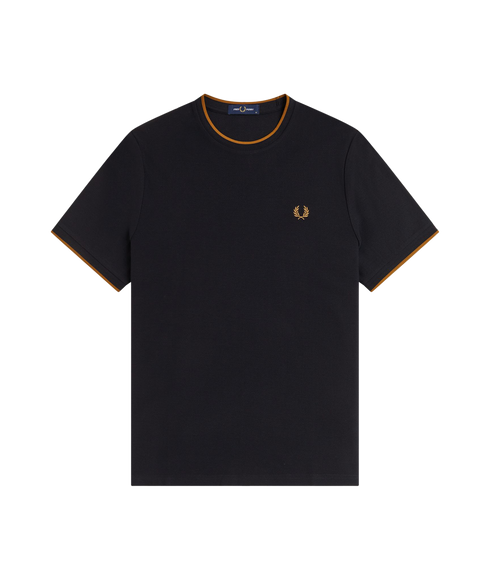 Trim Detail Crepe Pique T-shirt - Black