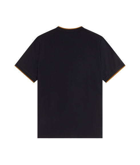 Trim Detail Crepe Pique T-shirt - Black