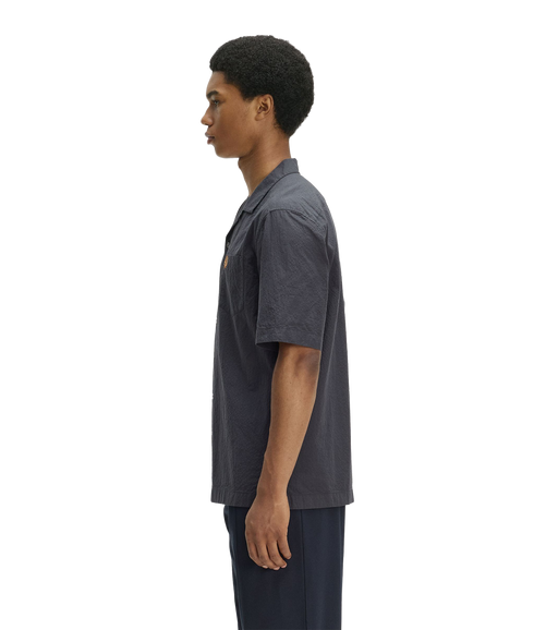 Seersucker Revere Collar Shirt - Anchor Grey