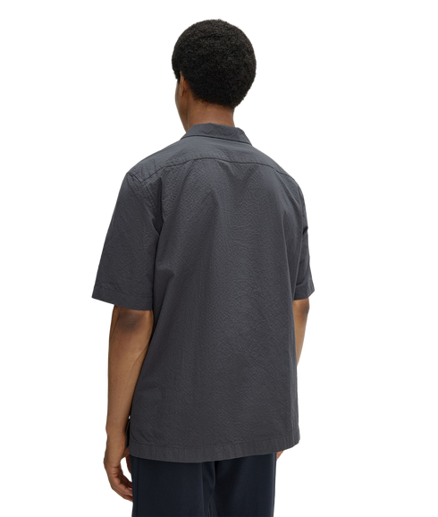 Seersucker Revere Collar Shirt - Anchor Grey