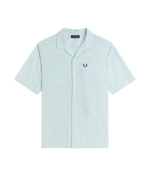 Seersucker Revere Collar Shirt - Light Ice