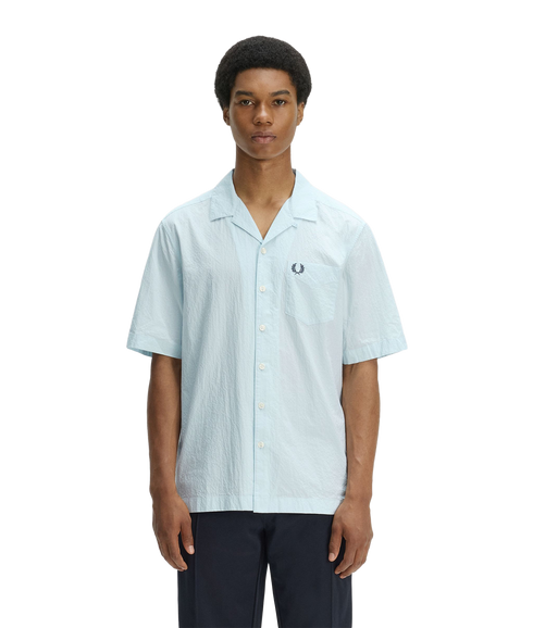 Seersucker Revere Collar Shirt - Light Ice