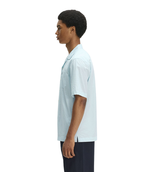 Seersucker Revere Collar Shirt - Light Ice