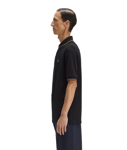 Collar Stand Polo Shirt - Black