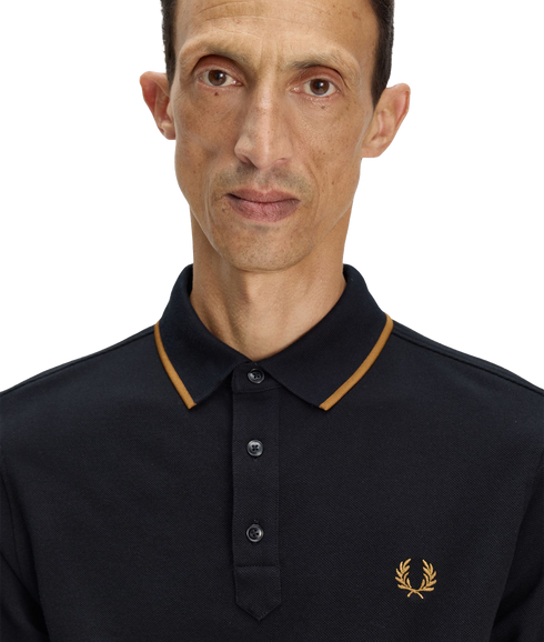 Collar Stand Polo Shirt - Black