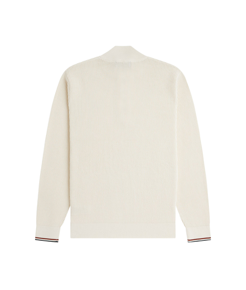Waffle Stitch Half Zip Jumper - Ecru