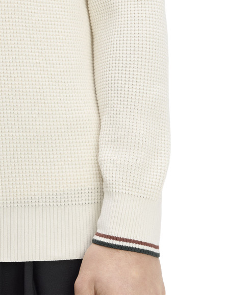 Waffle Stitch Half Zip Jumper - Ecru