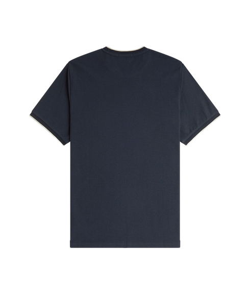 Trim Detail Crepe Pique Tshirt - Navy