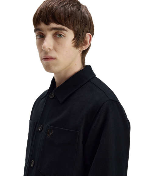 Brushed Twill Overshirt - Black