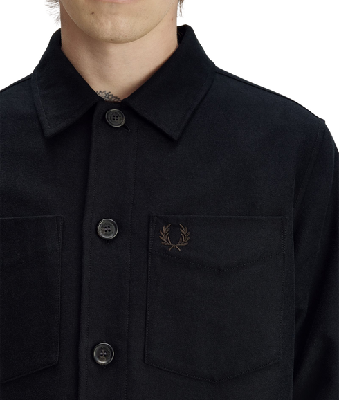 Brushed Twill Overshirt - Black