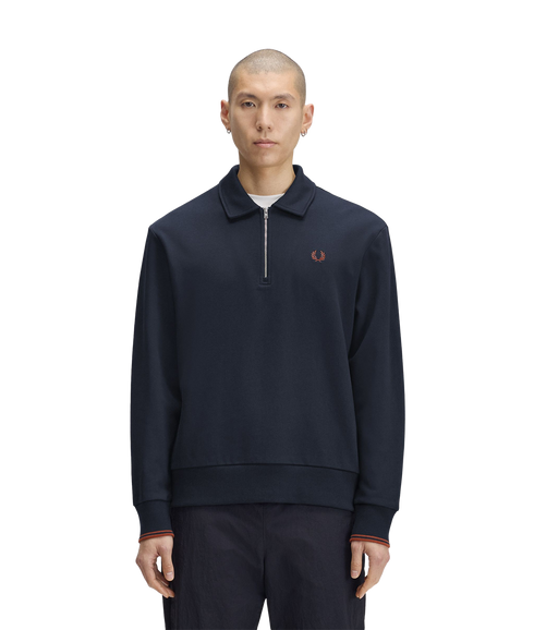 Half Zip Collared Sweatshirt - Navy
