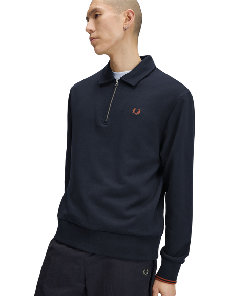 Half Zip Collared Sweatshirt - Navy