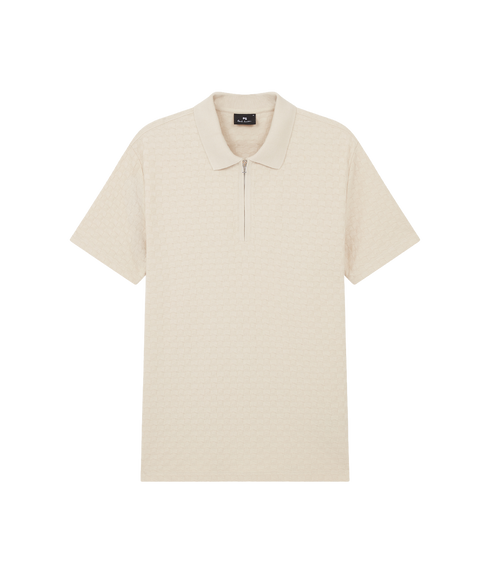 Reg Fit Zip Front Polo Shirt - Off White