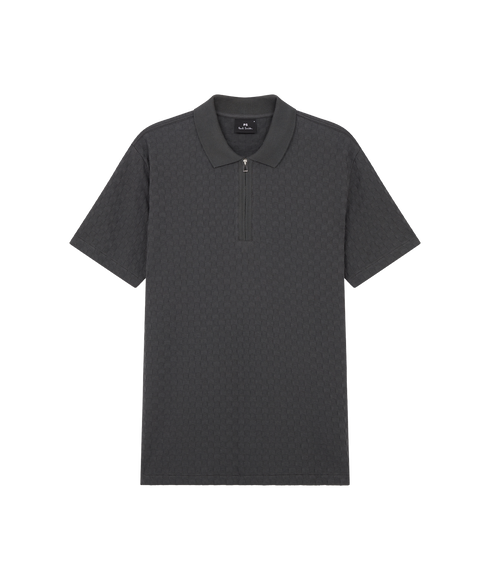 Reg Fit Zip Front Polo Shirt - Slate