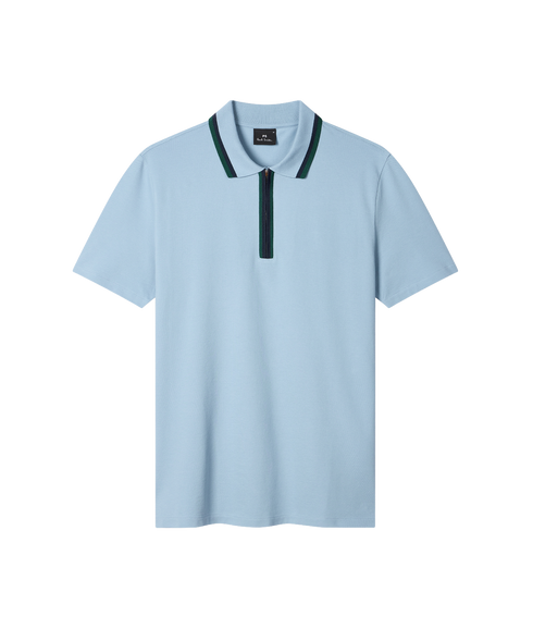 Reg Fit Zip Polo Shirt - Blue