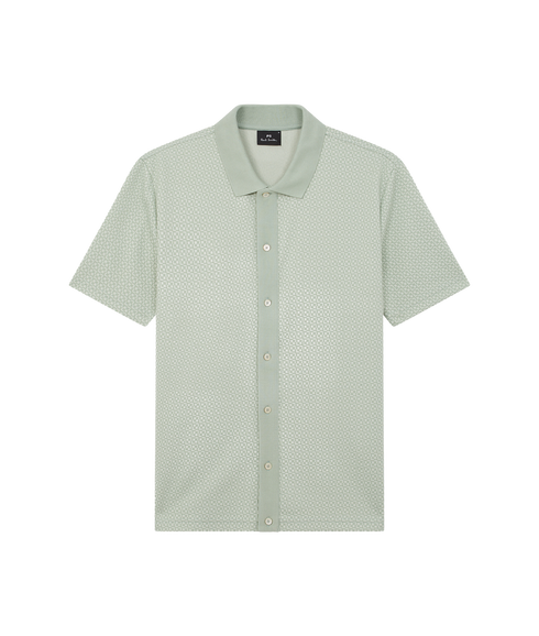 Reg Fit Button Front Polo Shirt - Green