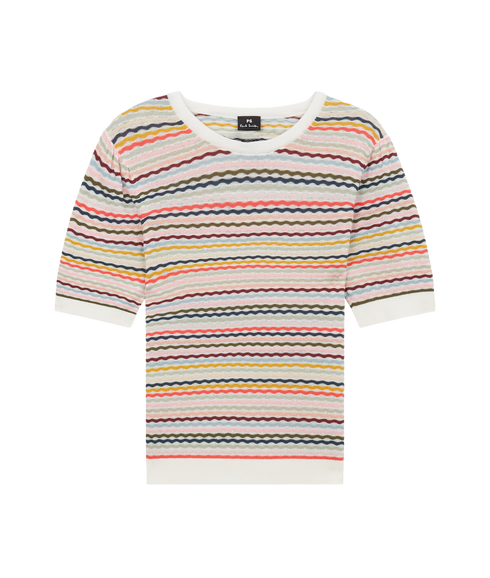 Knitted Short Sleeved Top - Multi