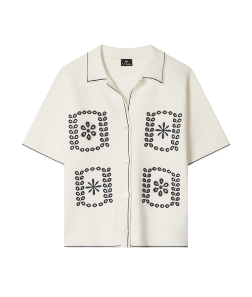 Knitted Short Sleeved Shirt - Off White