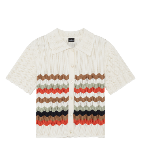 Knitted Short Sleeved Top - Off White