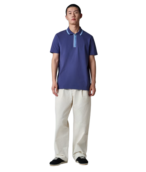 Reg Fit Zip Polo Shirt - Indigo