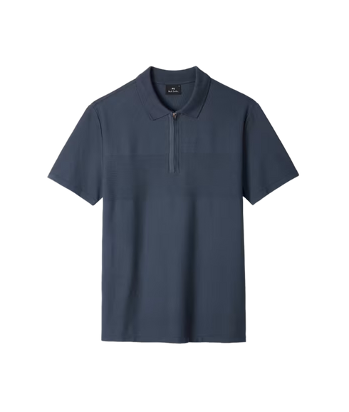 Reg Fit Ss Zip Polo Shirt - Inky Blue