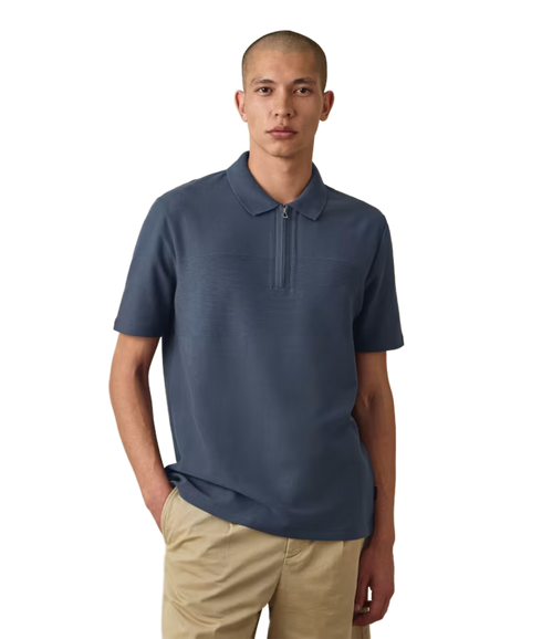 Reg Fit Ss Zip Polo Shirt - Inky Blue