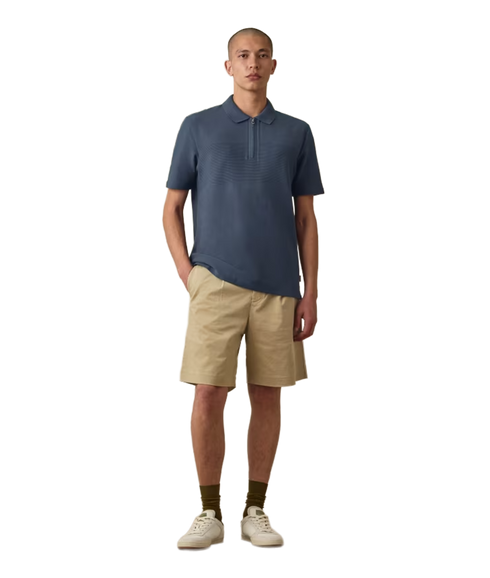 Reg Fit Ss Zip Polo Shirt - Inky Blue