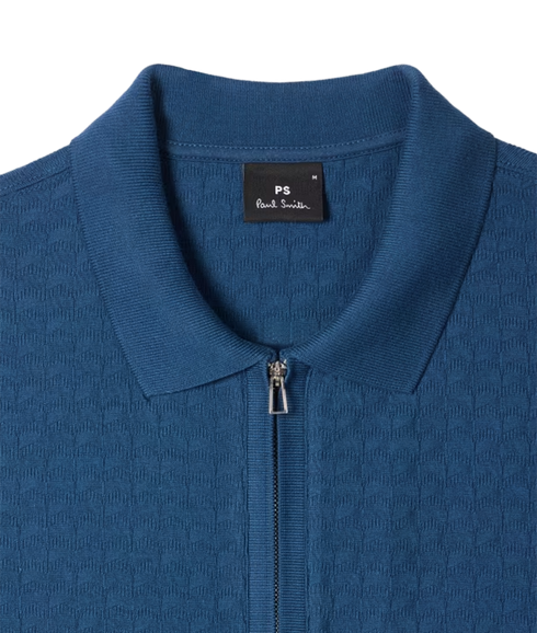 Reg Fit Ss Zip Polo Shirt - Indigo