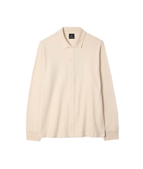 Reg Fit Ls Button Front Polo - Off White