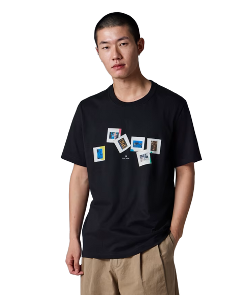Reg Fit Slides Ss T Shirt - Black
