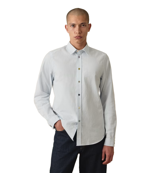 Ls Tailored Fit Shirt Ss Buttons - Blue