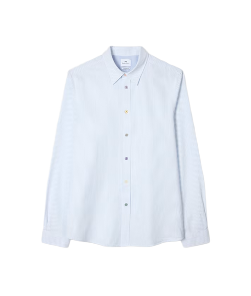 Ls Tailored Fit Shirt Ss Buttons - Blue