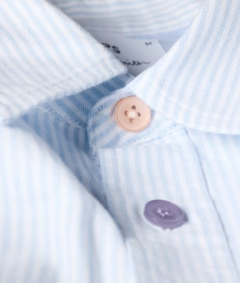 Ls Tailored Fit Shirt Ss Buttons - Blue