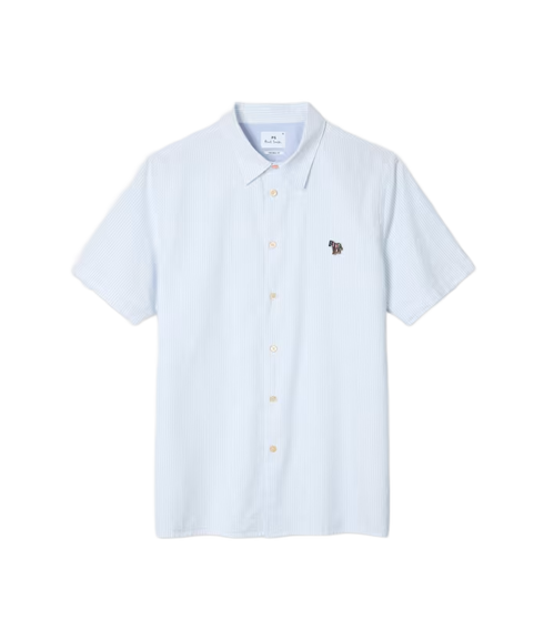 Ss Casual Fit Shirt Zeb Badge - Blue