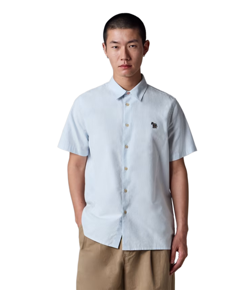 Ss Casual Fit Shirt Zeb Badge - Blue
