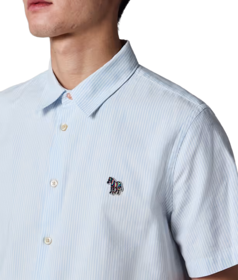 Ss Casual Fit Shirt Zeb Badge - Blue