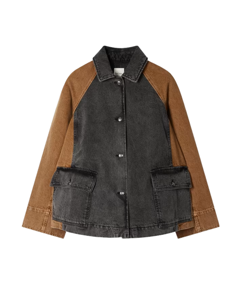 Two Tone Denim Jacket - Black/Brown