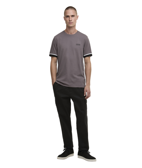 Deep Cuff Evan Tipped T-Shirt - Aluminium