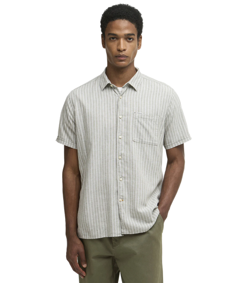 Nelson Striped Summer Fit Shirt - Bleached Olive