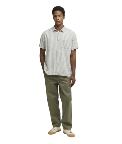 Nelson Striped Summer Fit Shirt - Bleached Olive