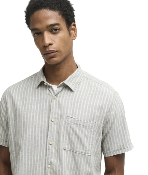 Nelson Striped Summer Fit Shirt - Bleached Olive