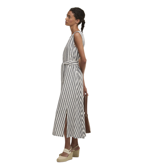 Inez Midi Dress - Dark Navy Stripe