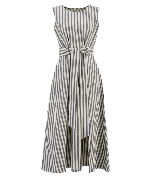 Inez Midi Dress - Dark Navy Stripe