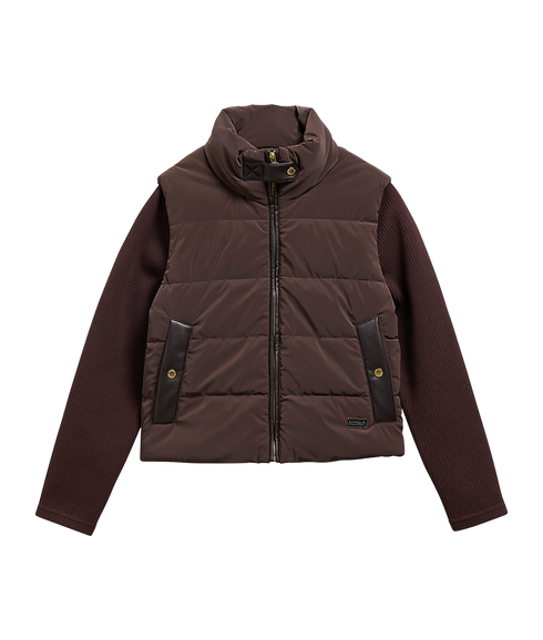Balaton Faux Velvet Quilted Sweat - Truffle