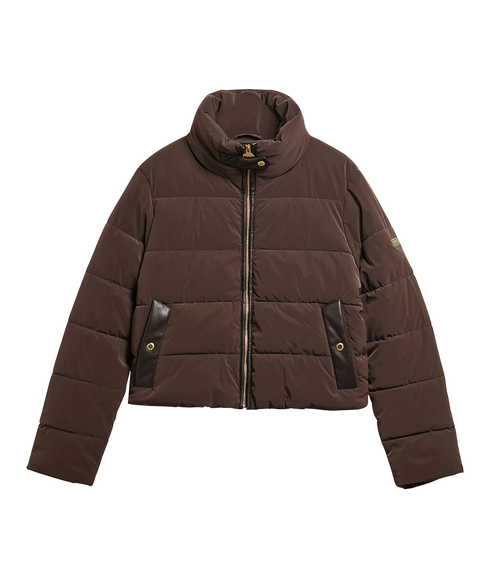 Halina Faux Velvet Puffer Jacket - Truffle