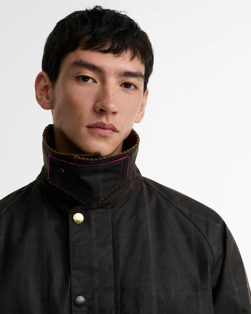 Barbour X Paul Smith Transport Windowpane Wax Jacket - Rustic/Bark