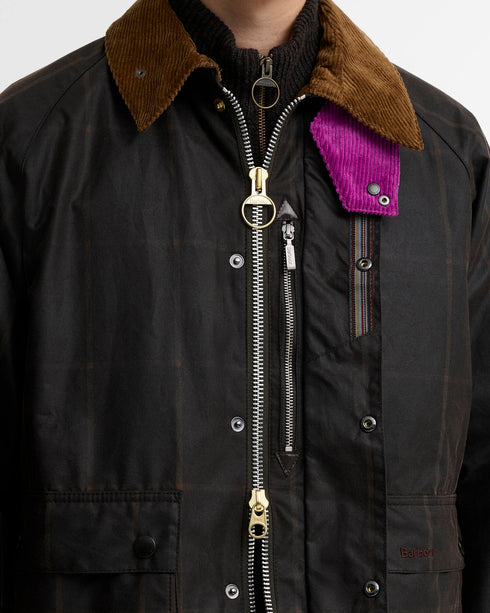 Barbour X Paul Smith Transport Windowpane Wax Jacket - Rustic/Bark