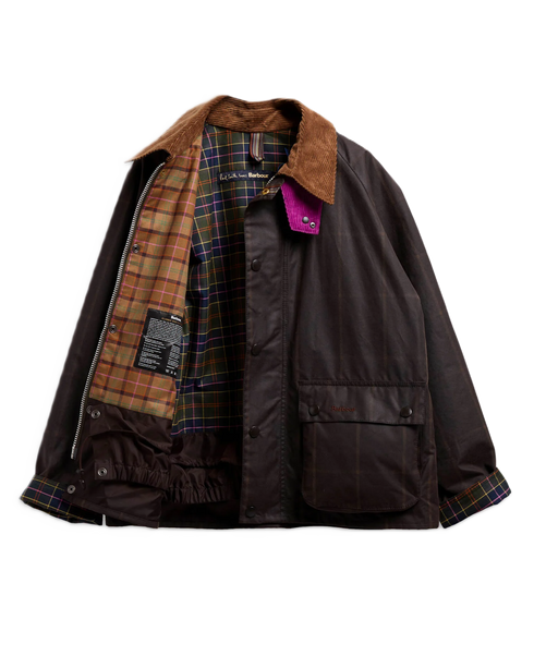 Barbour X Paul Smith Transport Windowpane Wax Jacket - Rustic/Bark