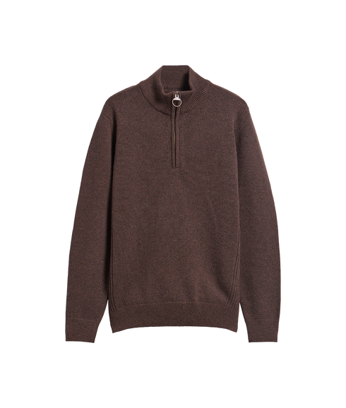 Holden Half Zip Knitted Jumper - Dark Oak
